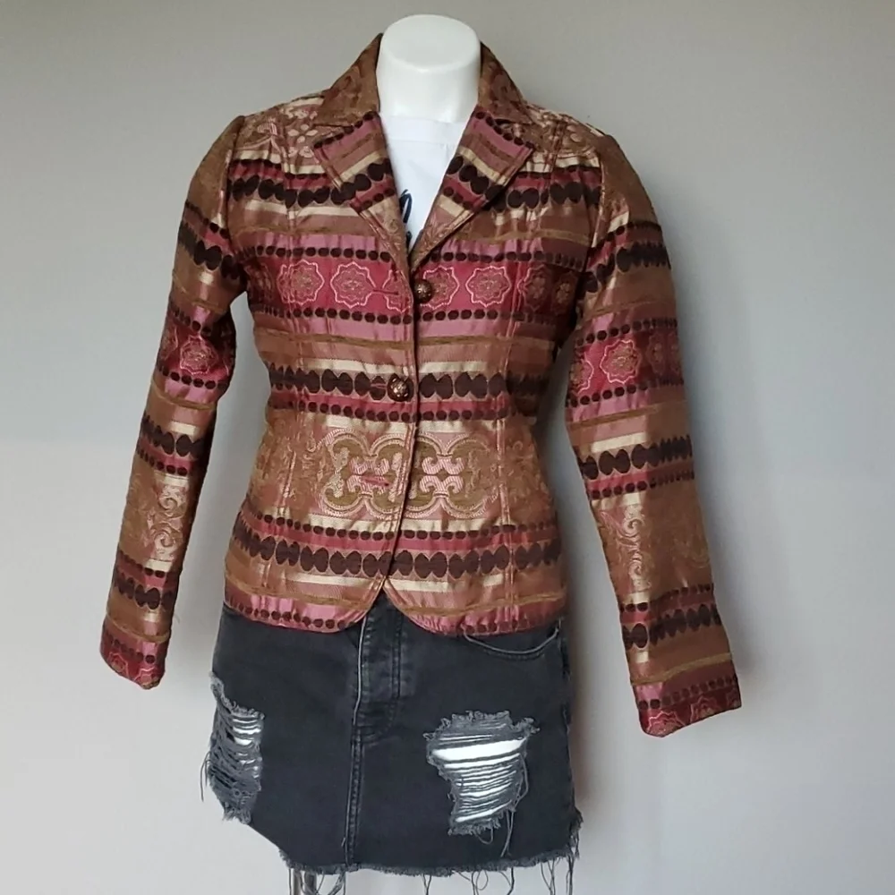 SALE 4/$15 Vintage Erin London Brocade Boho Blazer